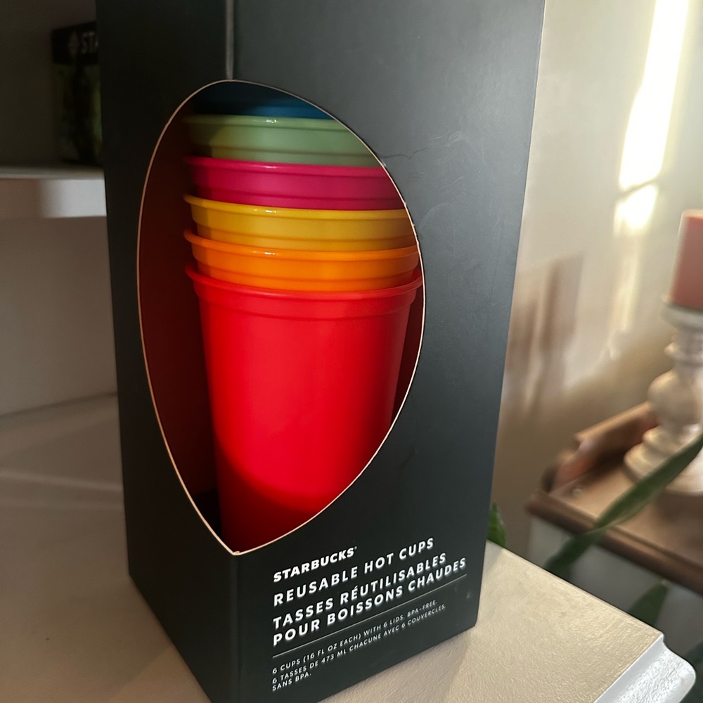 Neon reusable Starbucks cups